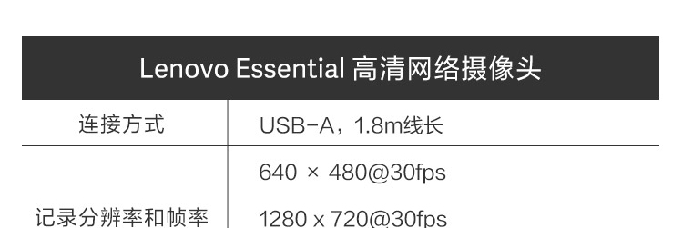 Lenovo Essential 高清网络摄像头 (4XC1B34802)