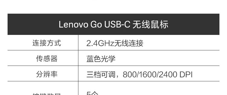 Lenovo Go USB-C 无线鼠标 (4Y51C21216)